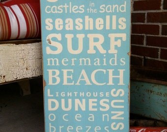 A Day at the Shore Beach Typography Word Art Sign