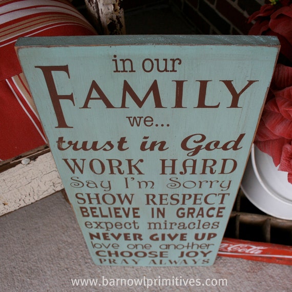 In Our Family we... Family Rules Wooden Sign Live Simply