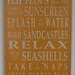 Beach Rules Vintage Style Typography Word Art Sign in Golden Yellow