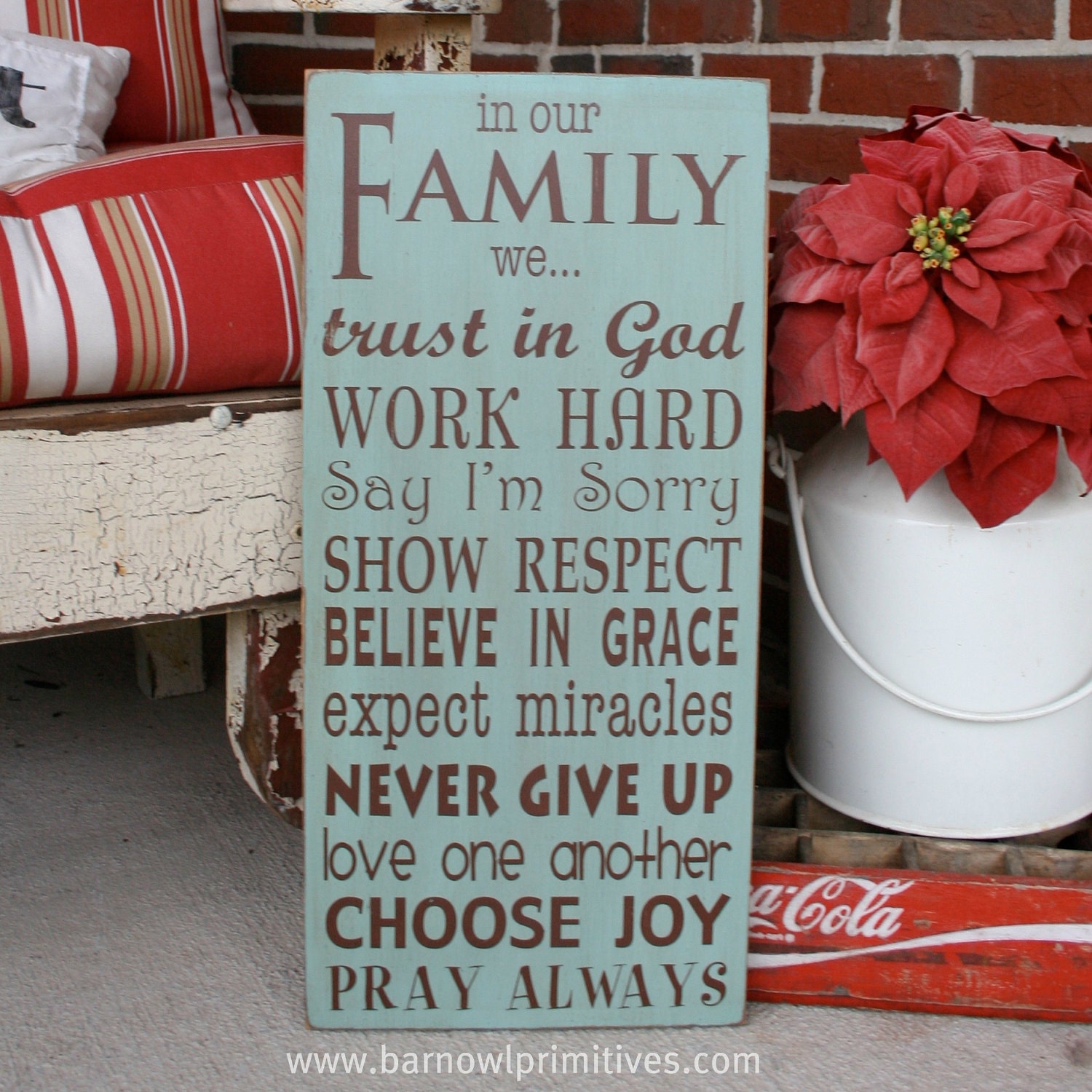 In Our Family we... Family Rules Wooden Sign Live Simply