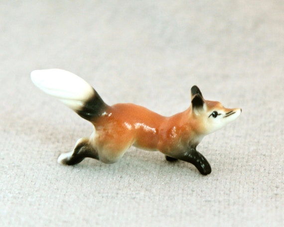 Miniature Fox Figurine in Bone China by Vintage4Vintage on Etsy