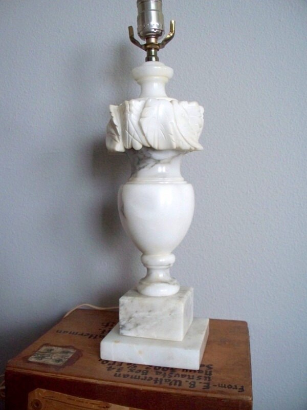Italian Carved Marble Lamp Antique
