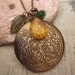 Floral Locket Necklace with leaf, citrine teardrop stone and crystal