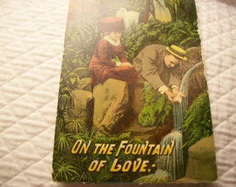 Vintage Postcard -On The Fountain Of Love (004)