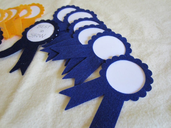 Prize Ribbons First Place Blue And Gold AWARD Ribbon Felt