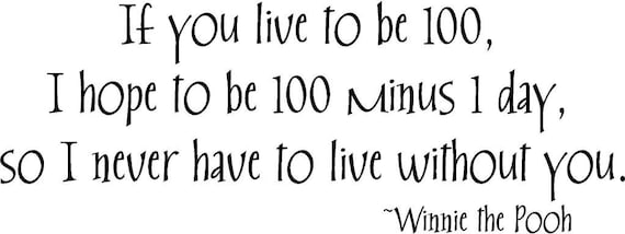 If you Live to be 100 WINNIE THE POOH 32x12 Vinyl Wall