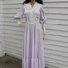 Vintage 70s Prairie Dress Corset Lavender Purple Boho Lace Long Full S M