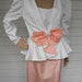 Vintage 80s Jacket Over the Top Bow White Peach S