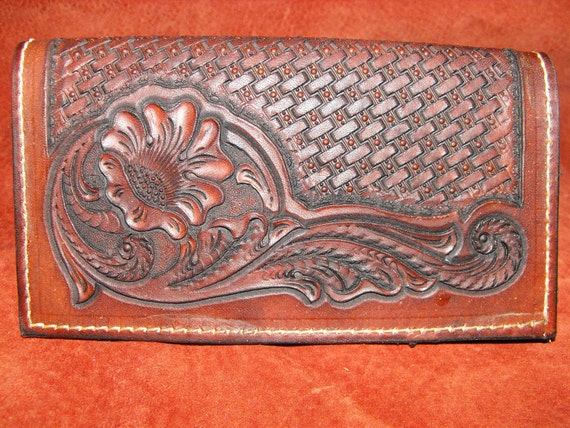 Hand Tooled Western Checkbook Cover