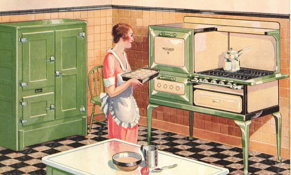 Бытовые изобретения. 1930s Kitchen. Холодильник арт деко. Советский холодильник арт. Лаборатория на кухне Винтаж арт.