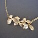Gold Orchids Necklace - Blooming- Bridal, Bridesmaids Gifts, Wedding, Anniversary, Feminine, Lovely Gift