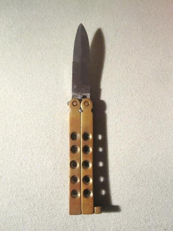 Vintage Brass Butterfly Knife Miniature