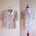 Vintage 1980s Blouse / Spring Pastel Floral PETER PAN Collar Blouse / Size Small