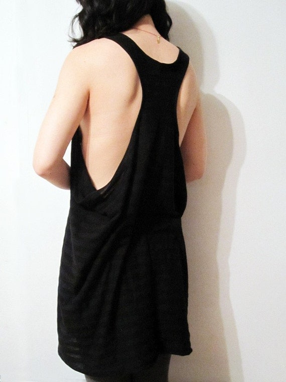 Black Stripes Loose Tank Top Dress
