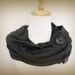 Charcoal Winter Scarf - Infinity - Grey - Circular scarf - Winter Cowl - Fine knit scarf with three large gun metal grey vintage buttons.