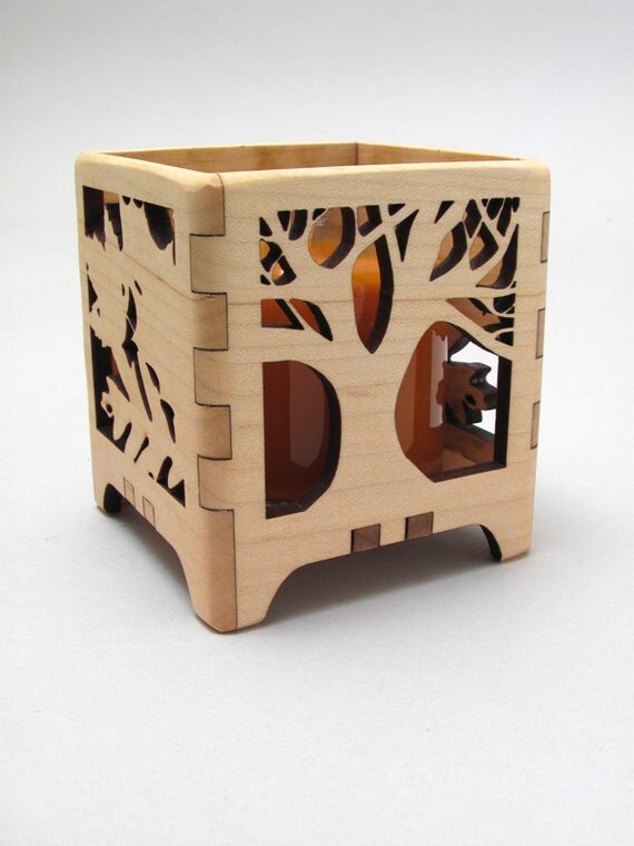 Votive Candle Holder Tree of Life in Maple Modern Rustic