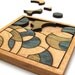 Blue and Green Circles Puzzle - Hand Colored Oak Pieces . Timber Green Woods