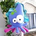 Thomas hand puppet Sepiasito . a amazing blue, green and purple cuttlefish. plush puppet sea monster