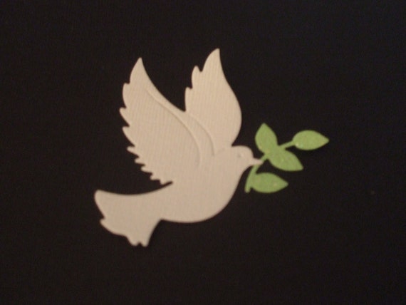 Pretty Dove with Olive Branch Die Cut - Bling and Glitter - Wedding - Peace