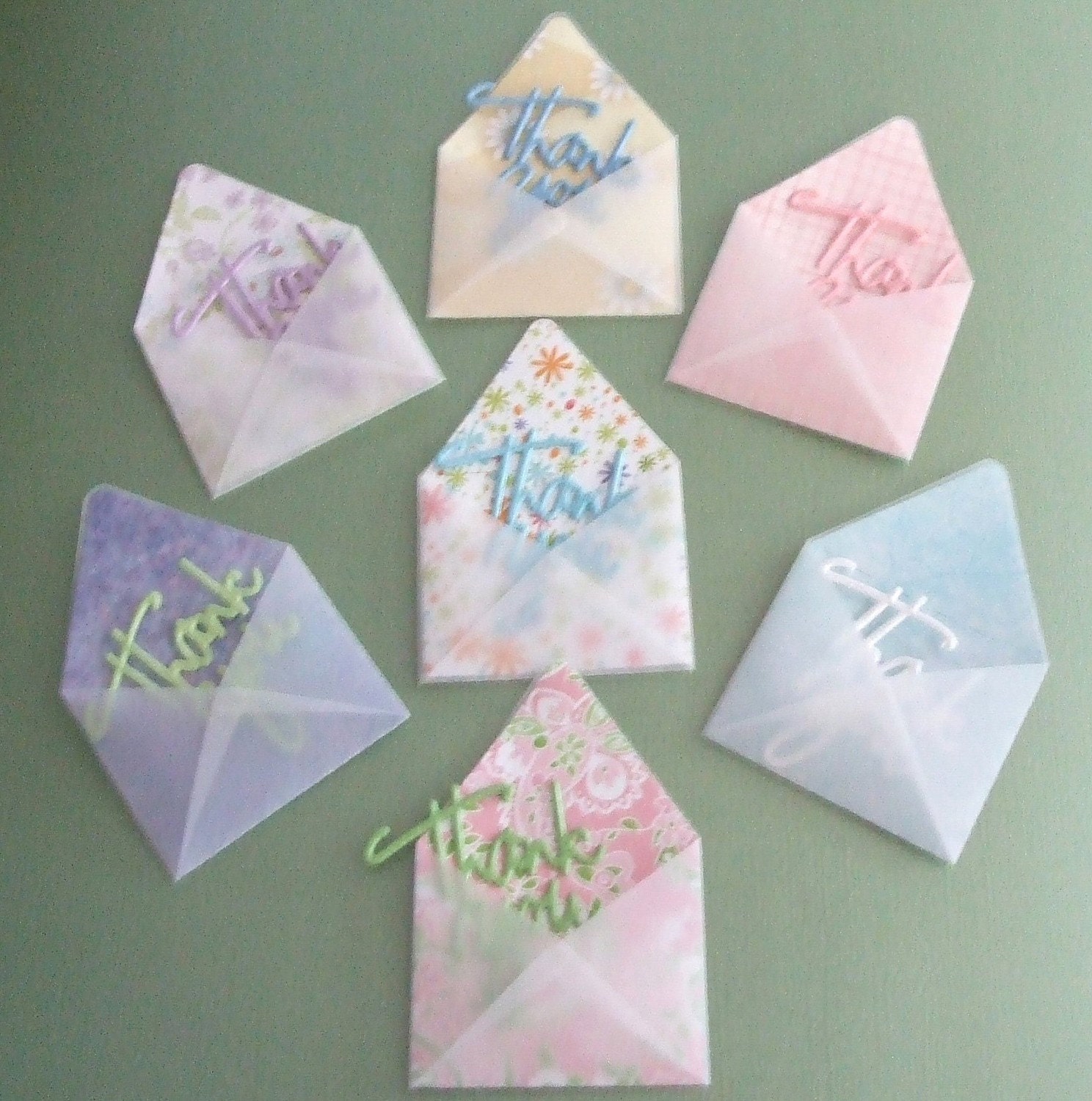 Nice Vellum Envelope with Liner Die Cuts Thank You