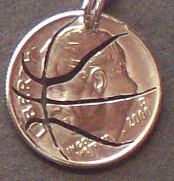 Basketball Dime Hand Cut Coin Jewelry