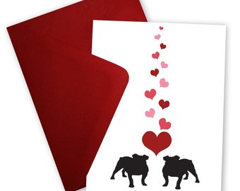 Bulldogs in Love - Valentine card personalized with your message