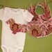 Wiener dog bodysuit and Dressy Drooler bib set - Pink, red and green floral print