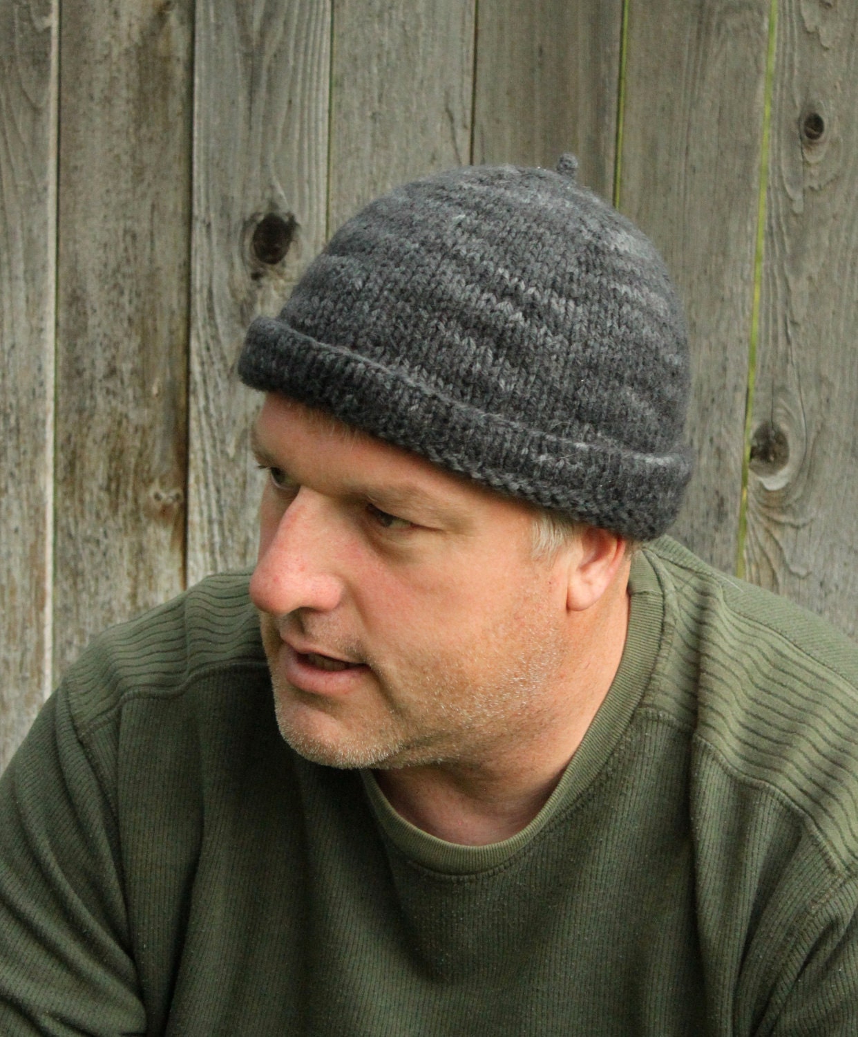 Monmouth Cap of Grey Wool in size LG-XL by KnitKriket on Etsy