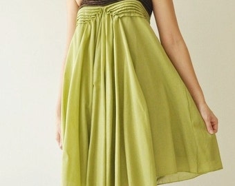 Wind of change.... Green-Brown Cotton Dress 2 Sizes Avaliable