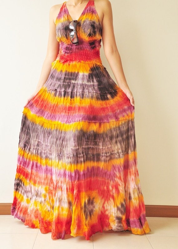 WaterFall MultiColour Tie dye long dress 