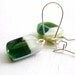Green Glass Earrings, Fused Glass Dangle Earrings, Sterling Ear Wires
