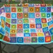 Granny square afghan blanket, handmade, colorful, patchwork, crochet, wrap, cover, blue, warm and cozy