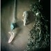 Turquoise and Teeth - necklace with raw turqouise stone and small jaw bone, bone jewelry