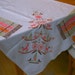 50s vintage retro tablecloth arts crafts style design pink peach olive