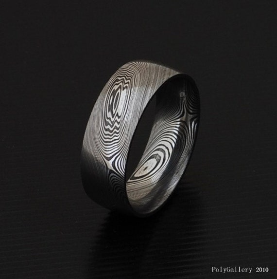 Genuine stainless Damascus Steel Mens Ring PD10