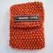 Cute terracotta tea bag cozy/ holder with original dark brown Hermes Paris ribbon trim