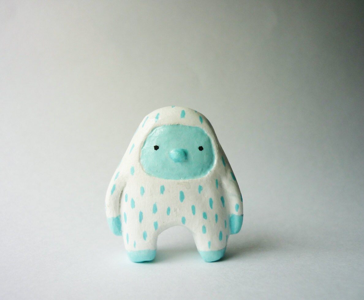 Miniature yeti Paper clay totem by sweetbestiary on Etsy