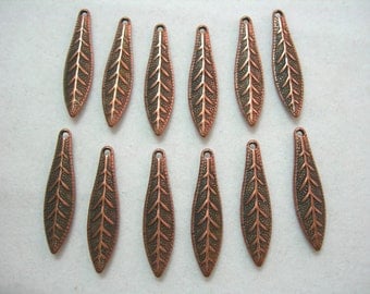 Antiqued Copper plated Brass Leaf Drops Dangles Earring Findings - 12
