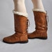 Vtg 70's Italian The Original Ugg Faux Fur Lined Tan Leather Boots With Tie Up Back Size EU 39/UK 6/US 8.5