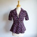 STOREWIDE SALE Everything 30% off with coupon code Vtg 70's Awesome Marimekko-esque Floral Print Cotton Pemplum Blouse With Puffy Sleeves XS