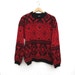 Black and Red - Wooly Knit Jumper - Folksy Pattern