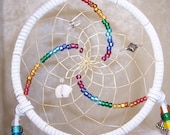 Rainbow CHAKRA Triple Spiral 5 Inch Dreamcatcher in White by Feathered Dreams