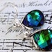 Peacock, Aqua Sphinx Swarovski Earrings on Sterling Silver