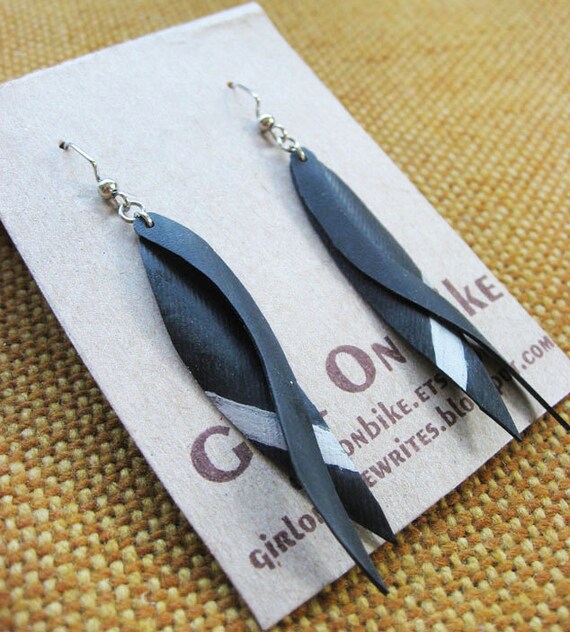 Items similar to Brook Upcycled Bike Tube Earrings on Etsy