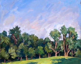 Oil Painting Landscape, Tanglewood Trees. Realist Oil on Canvas, Small 10x10 Impressionist Landscape Painting, Signed Original Fine Art