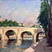 Paris, Île Saint-Louis. Original Oil on Canvas, Impressionist Landscape Painting