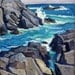Monhegan Surf. Original Oil on Canvas, Framed 16x14 Seascape Painting