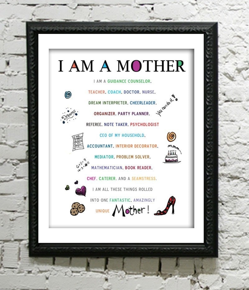 I Am A Mother Poem Illustrated Signed 8 x 10 Print CLICK