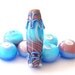 BINDU-Handmade Lampwork Glass Bead Set - 6 round Lampwork beads / pendants and 1 ornament stripes focal