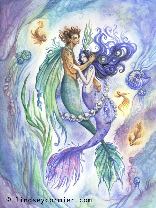 Mermaid Print art Sea Souls by Lindsey Cormier by LindseyCormier